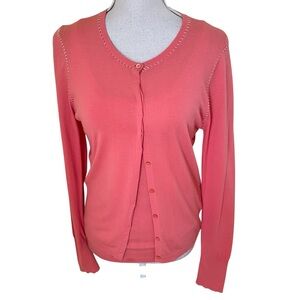 Escada Coral(Passion Fruit) Button-Up Cardigan with Matching Tank S